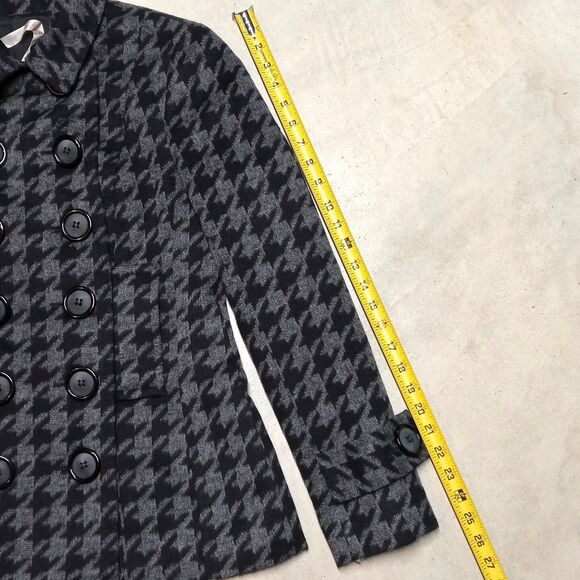 Bailey 44 Houndstooth Wool Blend Pea Coat Jacket - Women's Size 6 - Picture 7 of 9